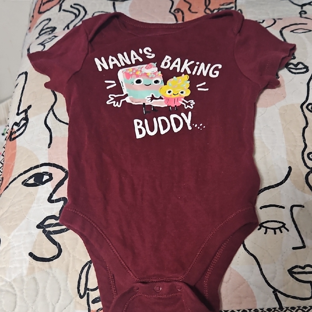 Old Navy Maroon 'Nana's Baking Buddy' Kids Bodysuit